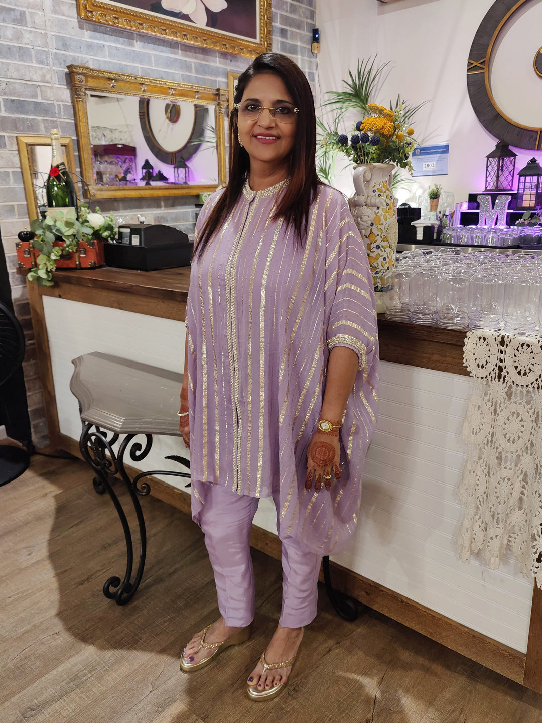 Kaftan style festive top with pants