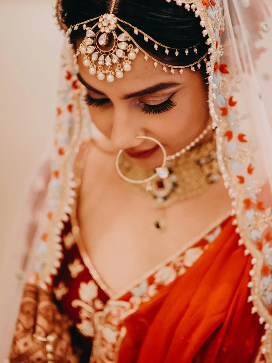 Red bridal embroidered lehenga and blouse with two dupptta set