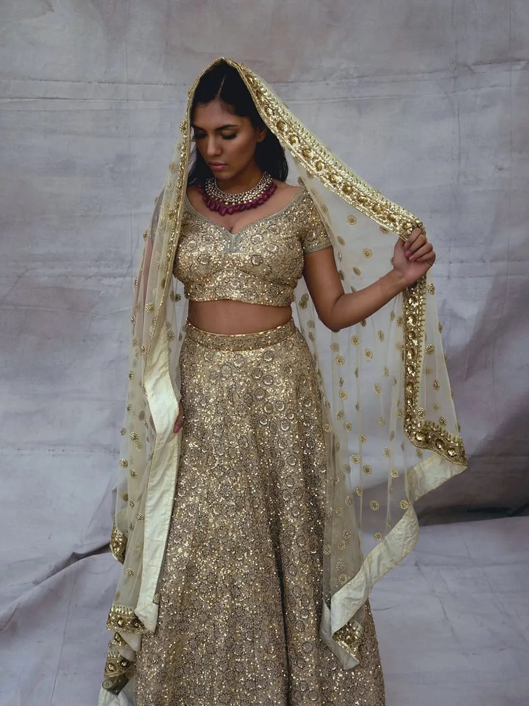 Sage gold zardozi lehenga