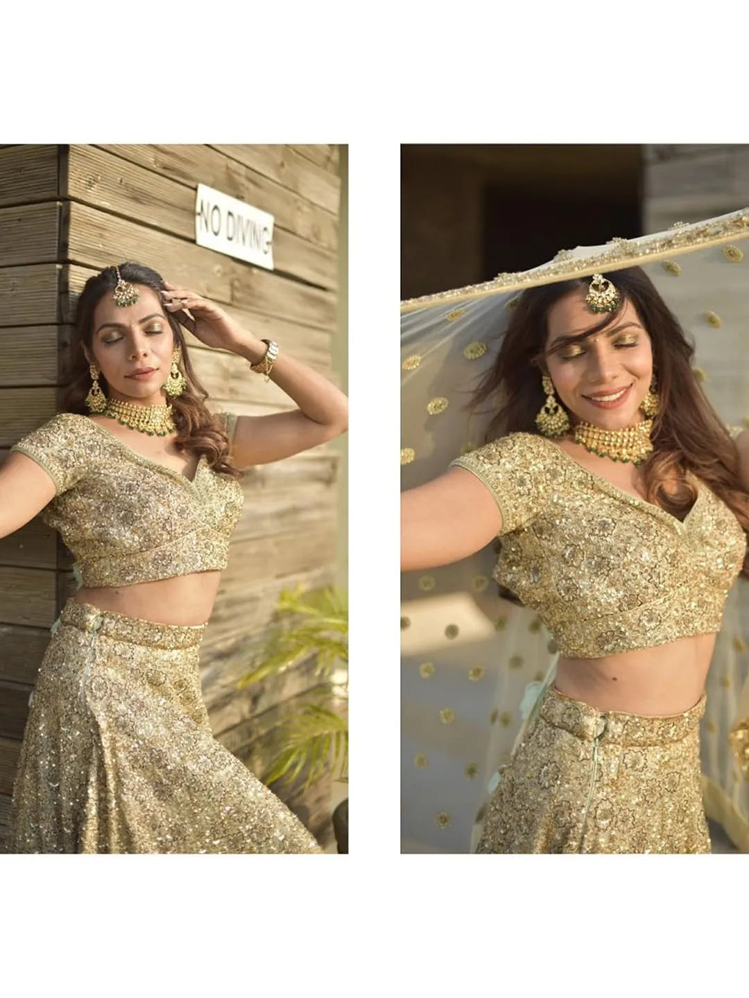 Sage gold zardozi lehenga