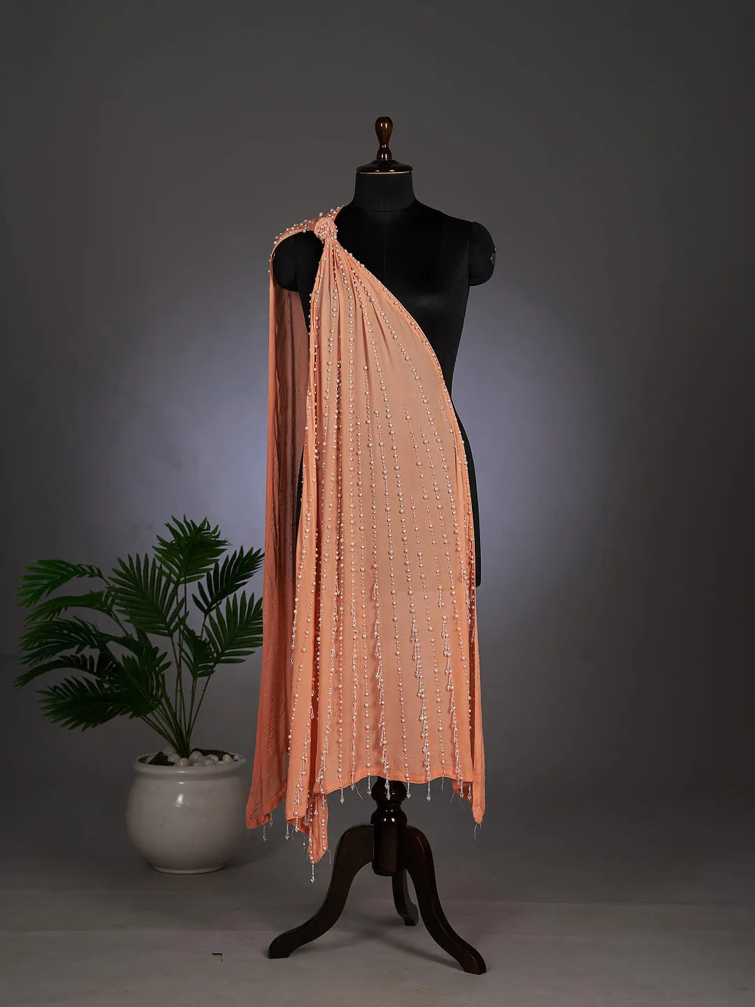 Statement hertiage peach dupatta