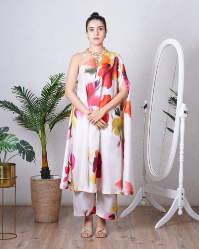 Multi Print One Shoulder Co-ord Set