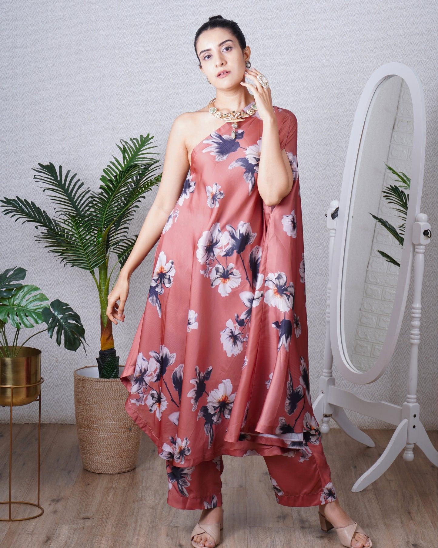 Mocha One Shoulder Co-ord Set