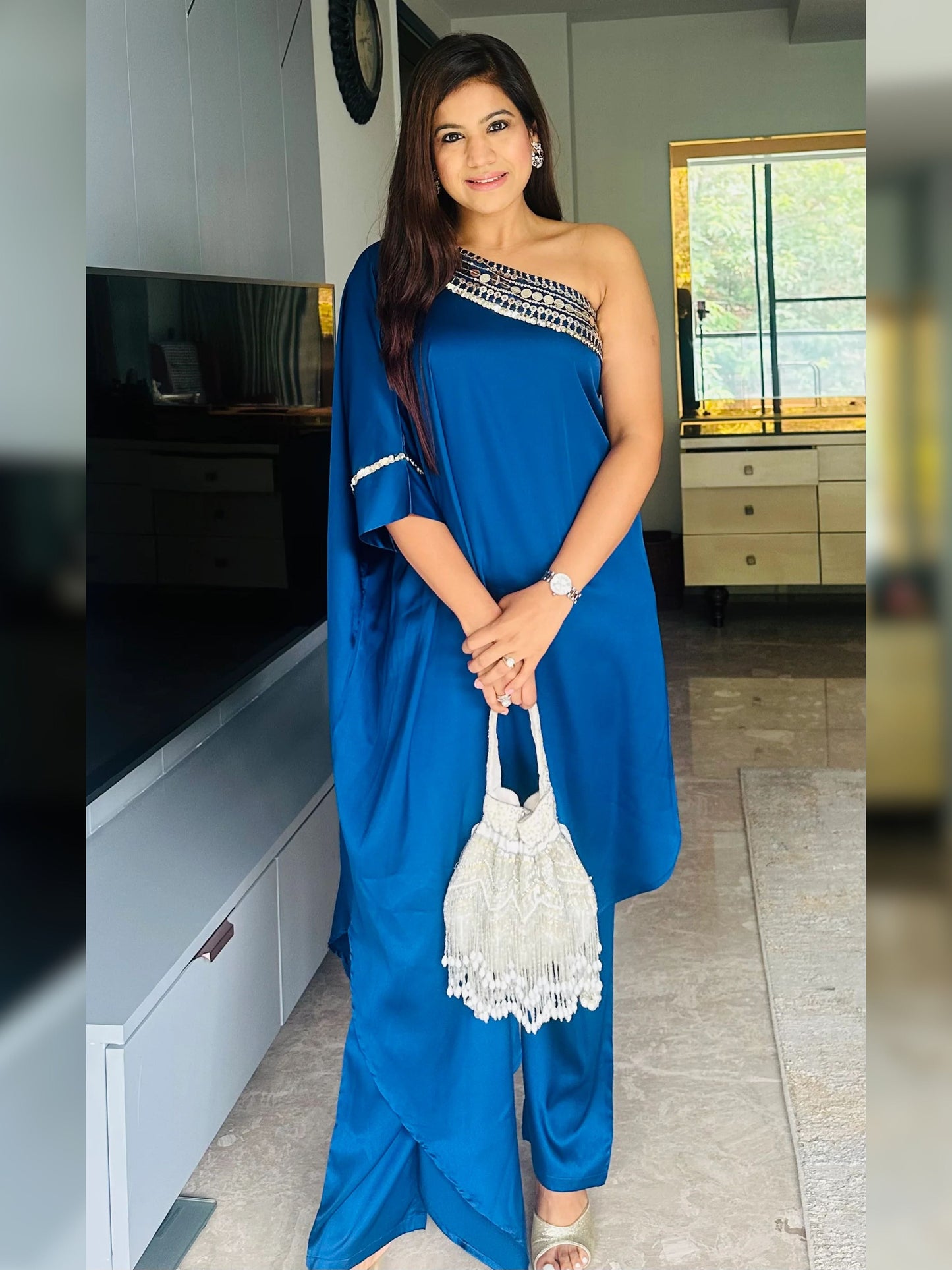 Sapphire Sway draped dress