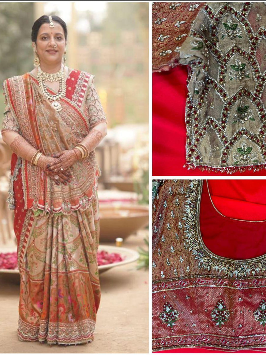 Paithani wedding saree with dual drape