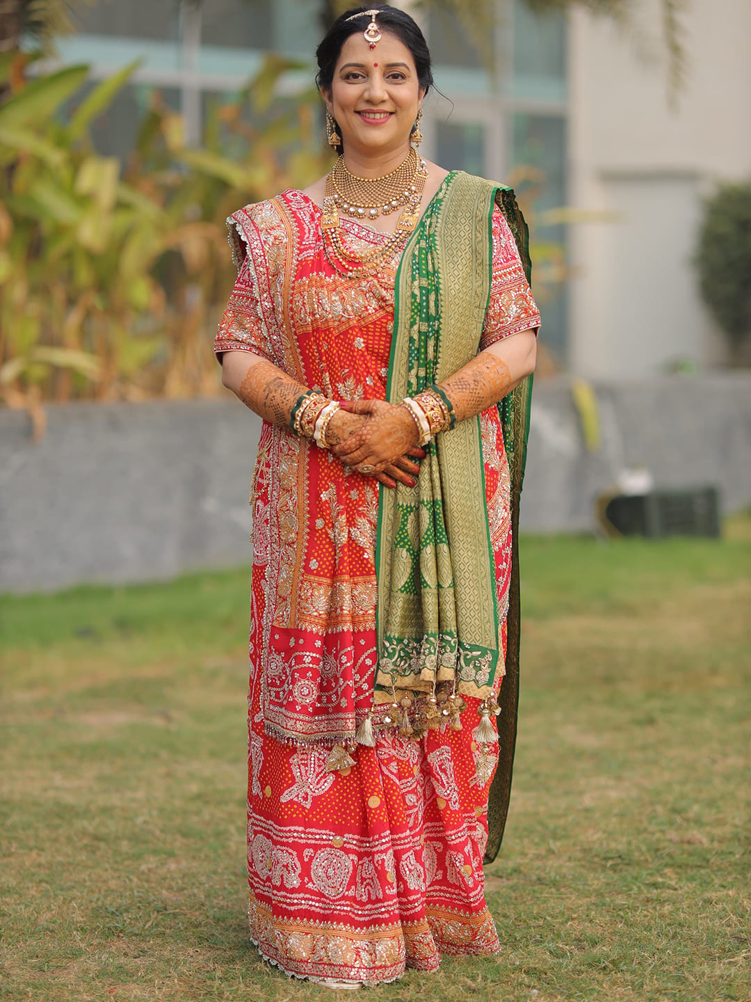 embroidered  georgette bandhani  saree