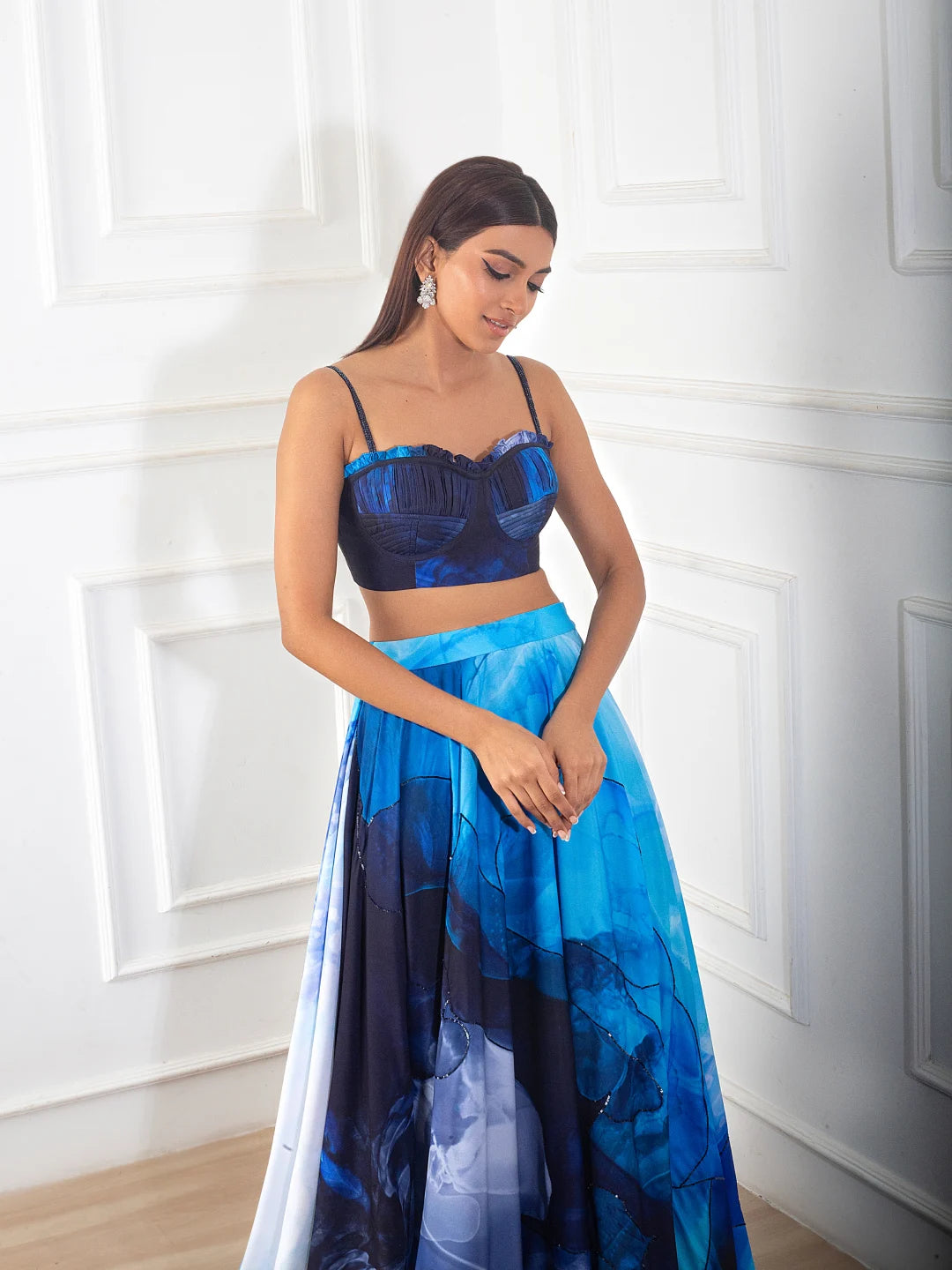 Quilted with Printed Skirt Set