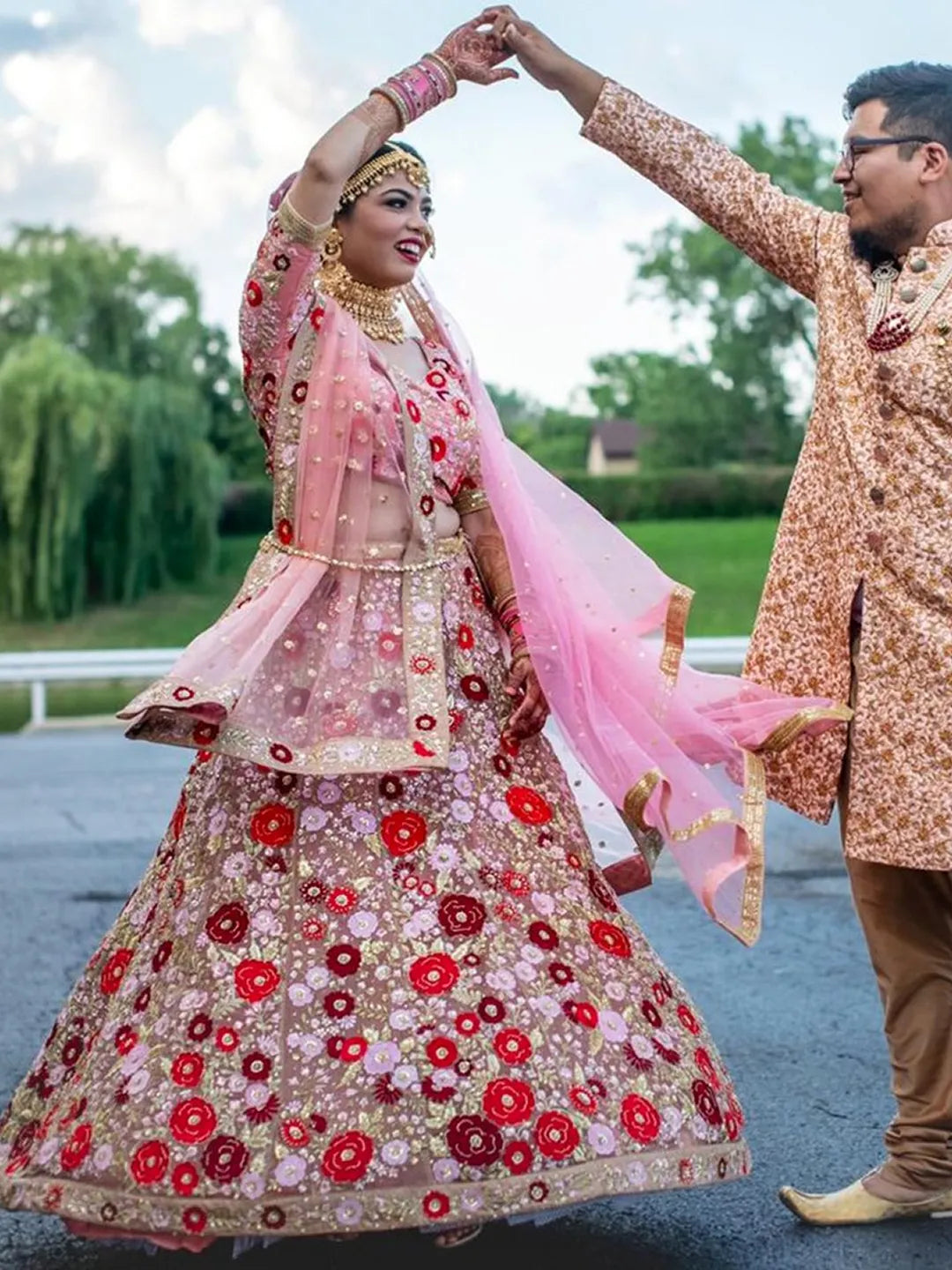 Floral bridal lehenga set