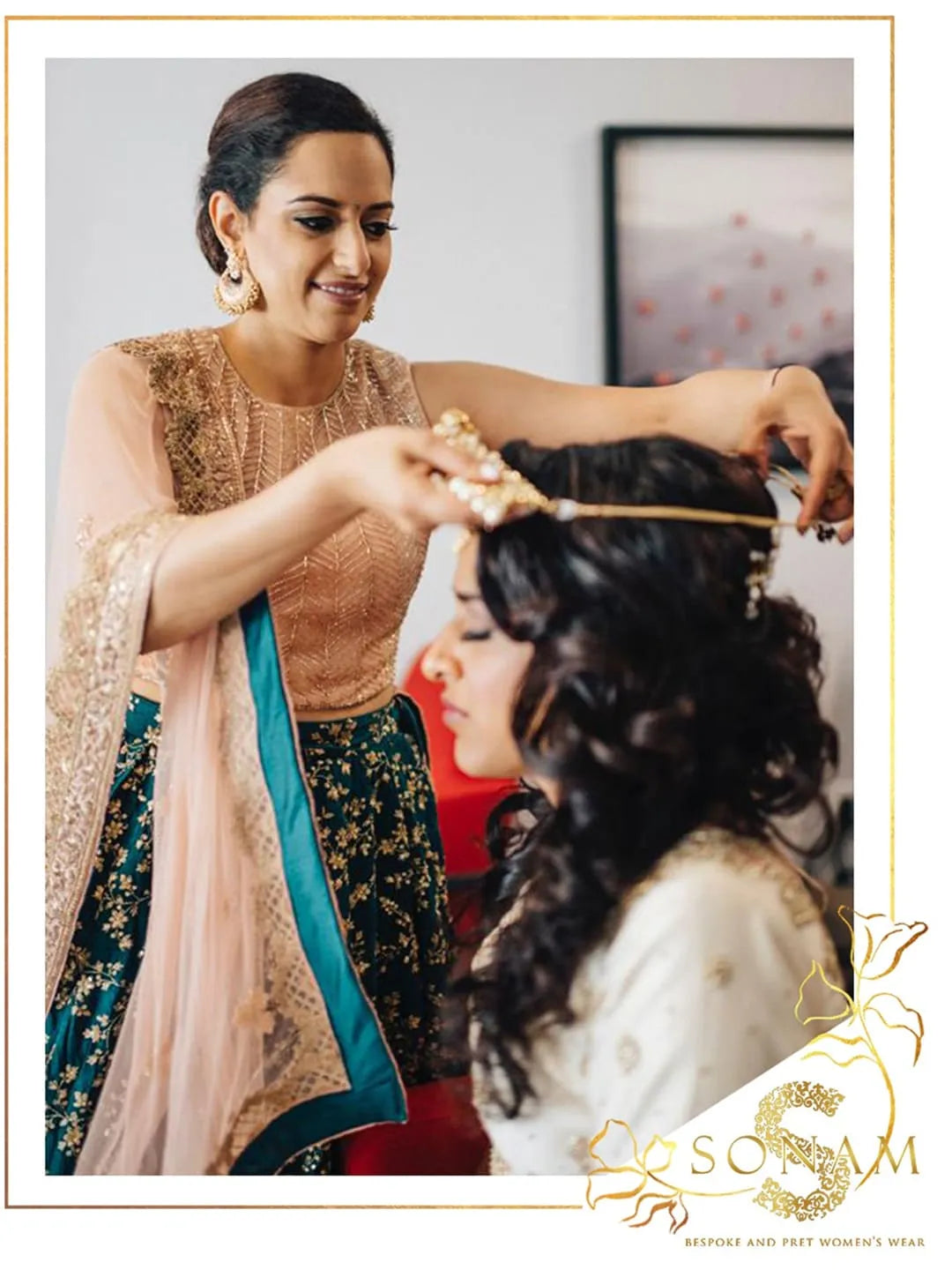 Embellished rose gold lehenga set