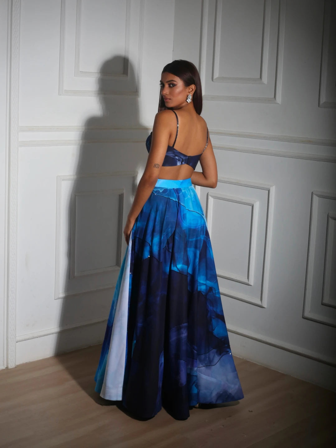 Quilted with Printed Skirt Set