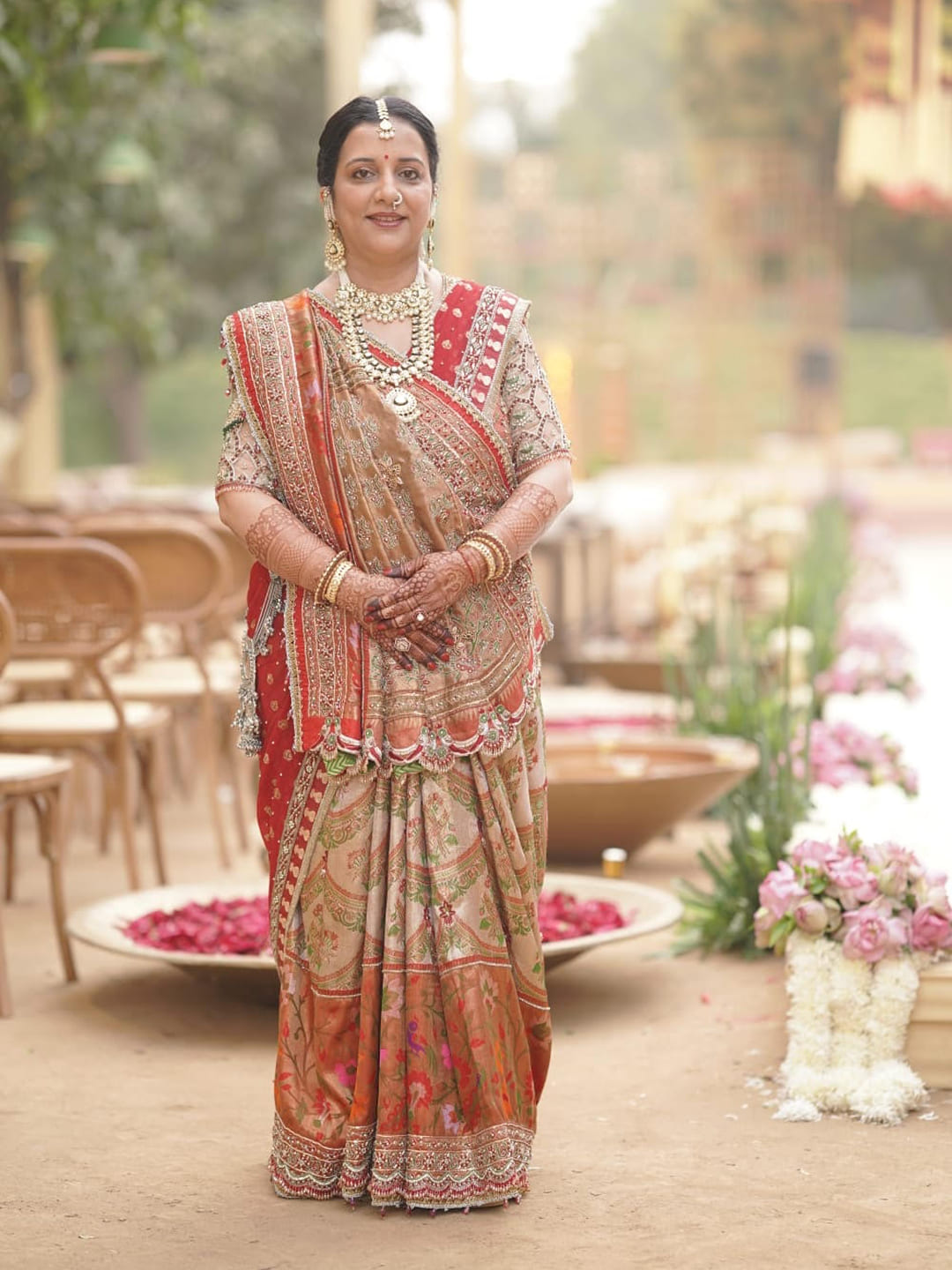Paithani wedding saree with dual drape