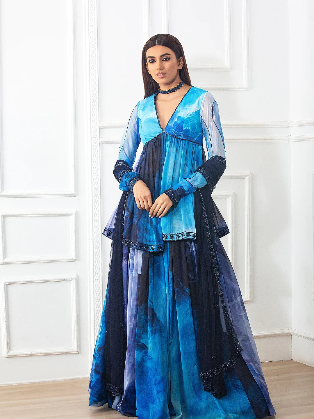 Peplum Printed Lehenga Set