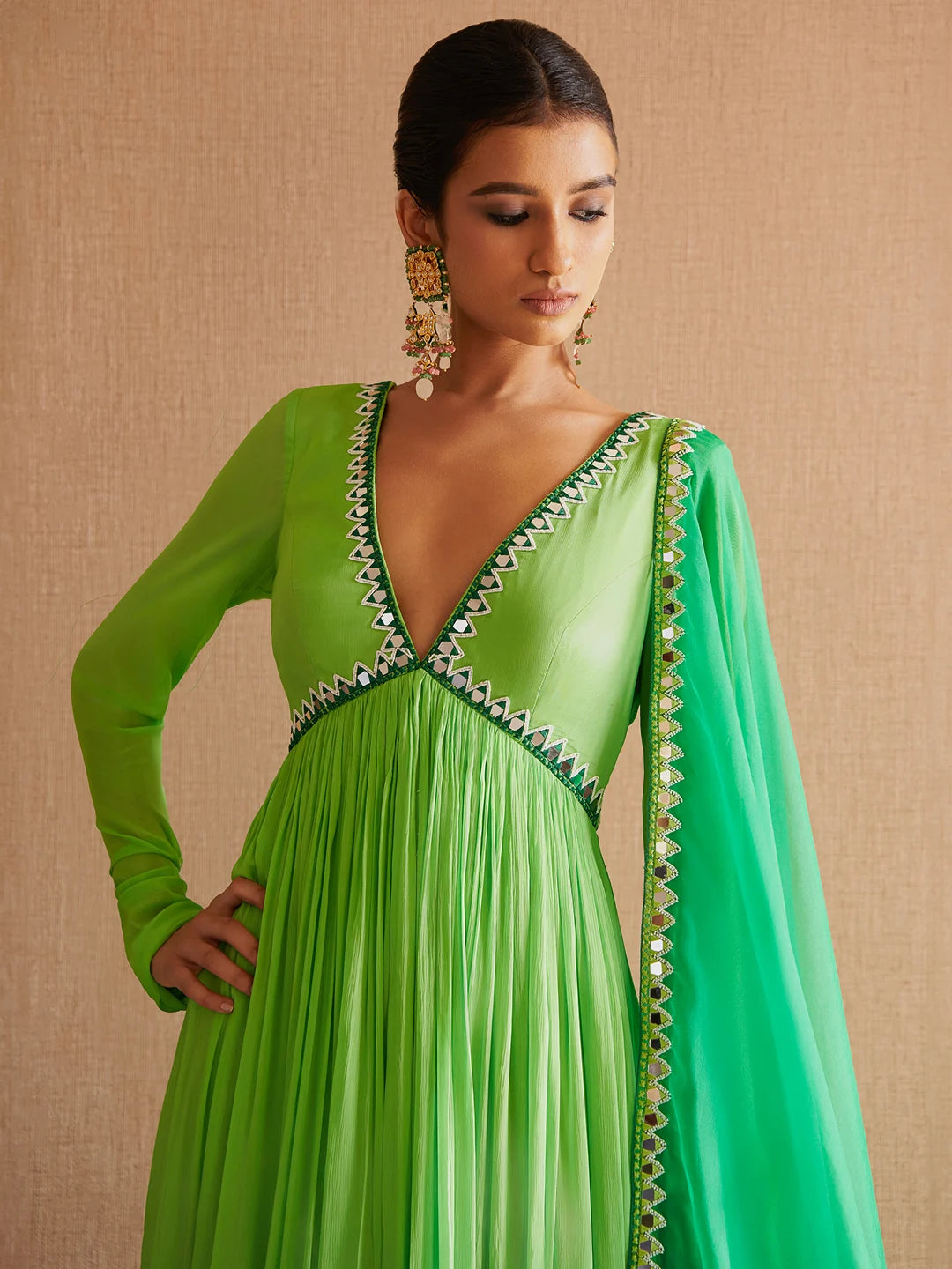 Light Green Anarkali Set