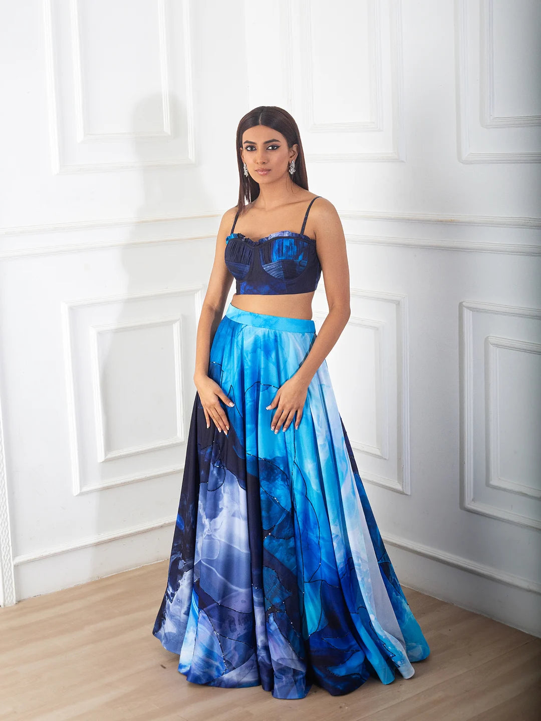 Quilted with Printed Skirt Set